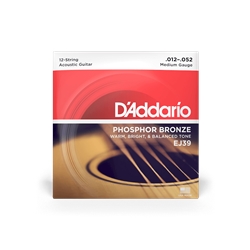 D'Addario EJ39 12-52 Medium 12-String, Phosphor Bronze Acoustic Guitar Strings