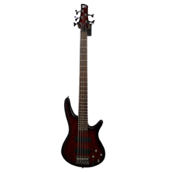 Used Ibanez SR405 5 String Bass Guitar - Trans Red