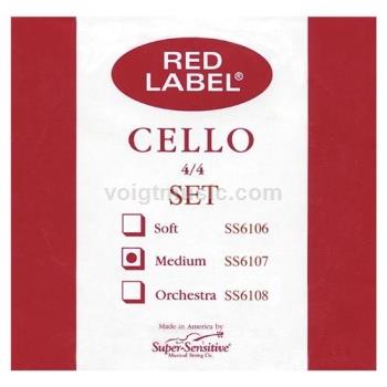 SS6127 4/4 Cello Single D String - Super Sensitive Red Label