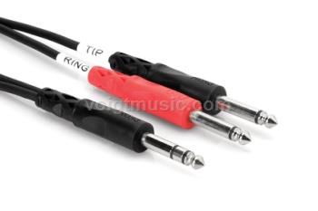 Hosa STP201 Insert Cable, 1/4 in TRS to Dual 1/4 in TS, 1 m
