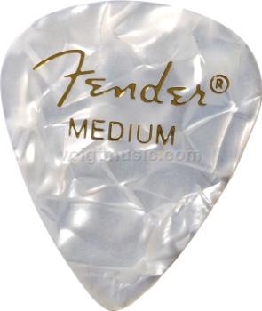 Fender 0980351805 Medium Celluloid Picks - White Moto - Pack of 12