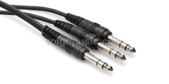Hosa CYS105 Y Cable, 1/4 in TRS to Dual 1/4 in TRS, 5 ft