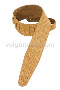 Levy's PMS44T02HON 3" Honey Suede Tooled Leather Guitar Strap