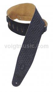 Levy's PMS44T02NAV 3" Navy Blue Suede Tooled Leather Guitar Strap