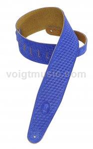 Levy's PMS44T02RBLU 3" Royal Blue Suede Tooled Leather Guitar Strap