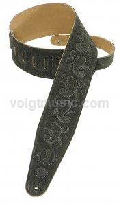 Levy's PMS44T03DGRN 3" Dark Green Suede Paisley Tooled Leather Guitar Strap