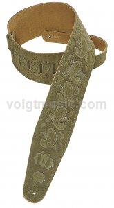 Levy's PMS44T03GRN 3" Green Suede Paisley Tooled Leather Guitar Strap