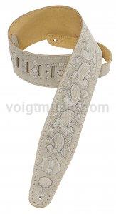 Levy's PMS44T03GRY 3" Gray Suede Paisley Tooled Leather Guitar Strap