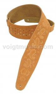 Levy's PMS44T03HON 3" Honey Suede Paisley Tooled Leather Guitar Strap