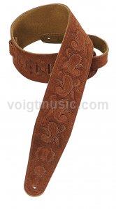 Levy's PMS44T03RST 3" Rust Suede Paisley Tooled Leather Guitar Strap